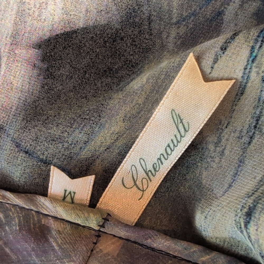 Chenault sheerchiffon peacock Kimono jacket duster, W/ knot/tie front. Medium. - Picture 15 of 16
